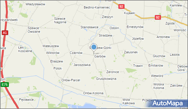 mapa Garbów, Garbów gmina Bedlno na mapie Targeo