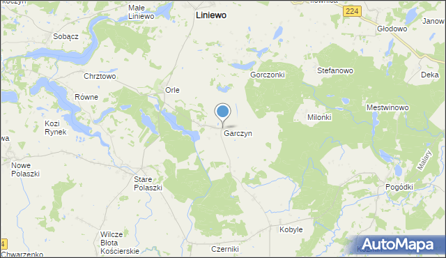 mapa Garczyn, Garczyn gmina Liniewo na mapie Targeo