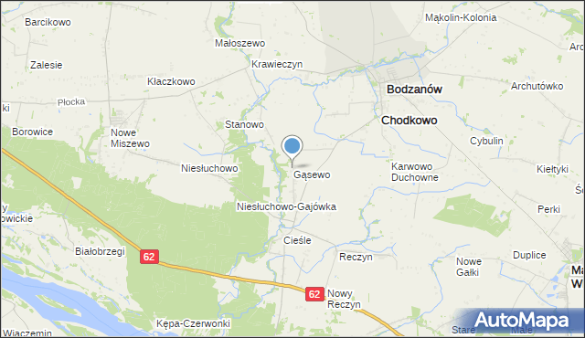 mapa Gąsewo, Gąsewo gmina Bodzanów na mapie Targeo