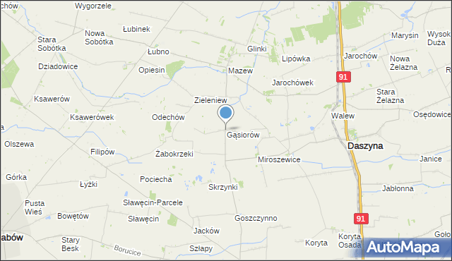 mapa Gąsiorów, Gąsiorów gmina Daszyna na mapie Targeo