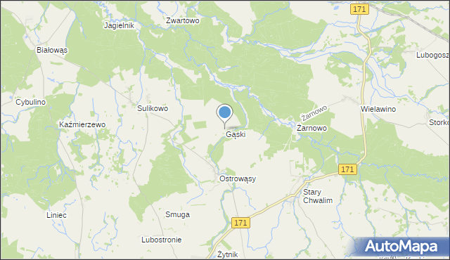 mapa Gąski, Gąski gmina Barwice na mapie Targeo