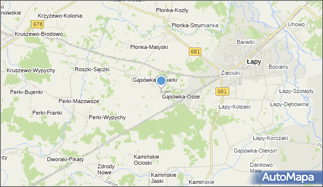 mapa Gąsówka-Osse, Gąsówka-Osse na mapie Targeo
