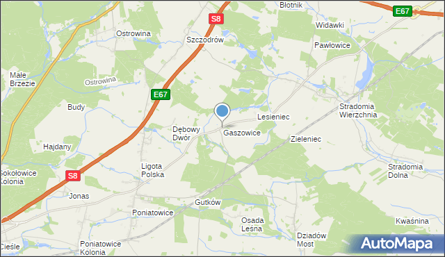 mapa Gaszowice, Gaszowice gmina Syców na mapie Targeo