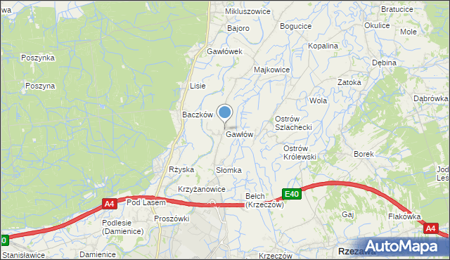 mapa Gawłów, Gawłów gmina Bochnia na mapie Targeo