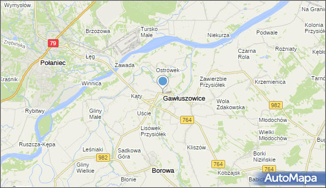 mapa Gawłuszowice, Gawłuszowice na mapie Targeo