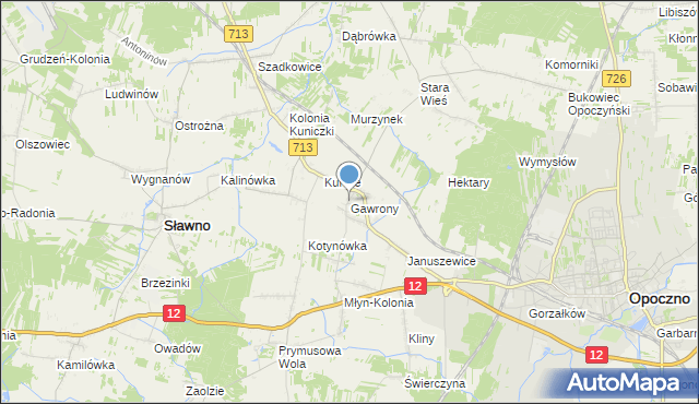 mapa Gawrony, Gawrony gmina Sławno na mapie Targeo