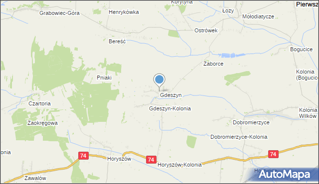 mapa Gdeszyn, Gdeszyn na mapie Targeo