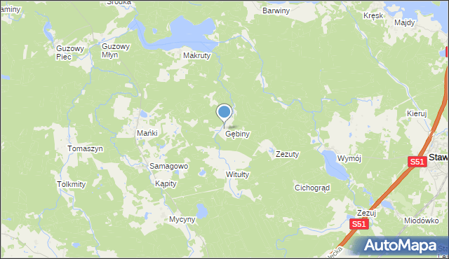 mapa Gębiny, Gębiny na mapie Targeo