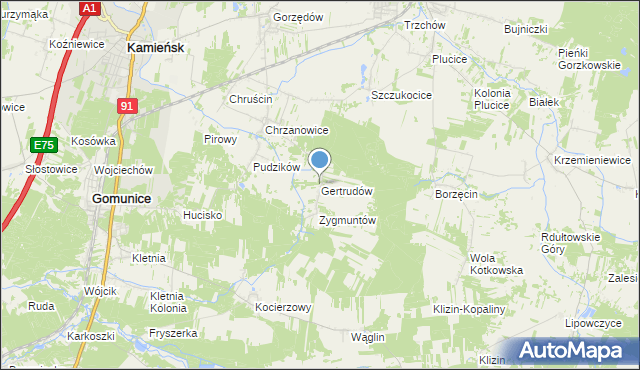 mapa Gertrudów, Gertrudów na mapie Targeo