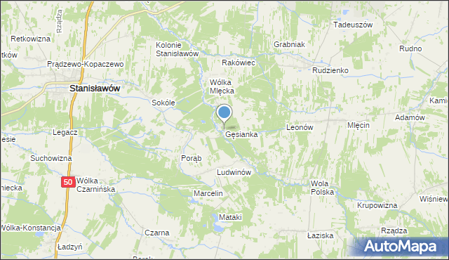 mapa Gęsianka, Gęsianka na mapie Targeo