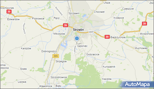 mapa Gęsiniec, Gęsiniec na mapie Targeo