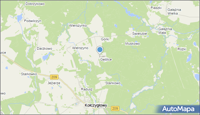 mapa Gęślice, Gęślice na mapie Targeo