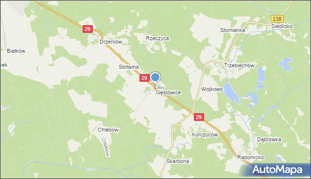 mapa Gęstowice, Gęstowice na mapie Targeo