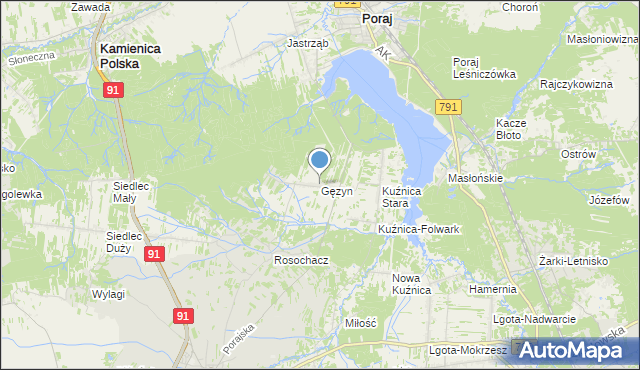 mapa Gęzyn, Gęzyn na mapie Targeo