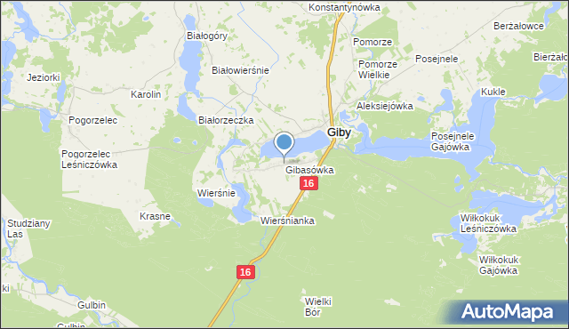 mapa Gibasówka, Gibasówka na mapie Targeo