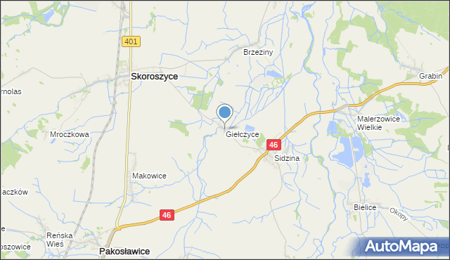 mapa Giełczyce, Giełczyce na mapie Targeo