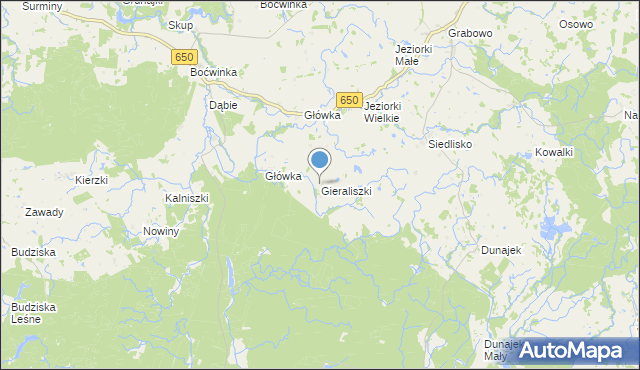 mapa Gieraliszki, Gieraliszki na mapie Targeo