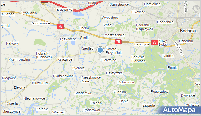 mapa Gierczyce, Gierczyce gmina Bochnia na mapie Targeo