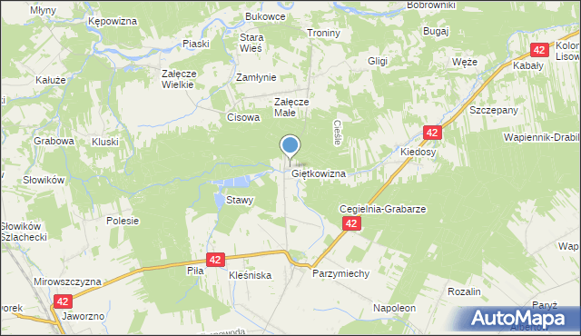 mapa Giętkowizna, Giętkowizna na mapie Targeo