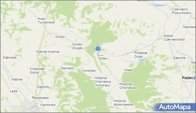 mapa Gilów, Gilów gmina Goraj na mapie Targeo