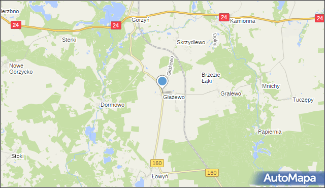 mapa Głażewo, Głażewo gmina Międzychód na mapie Targeo