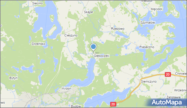 mapa Głęboczek, Głęboczek gmina Czaplinek na mapie Targeo