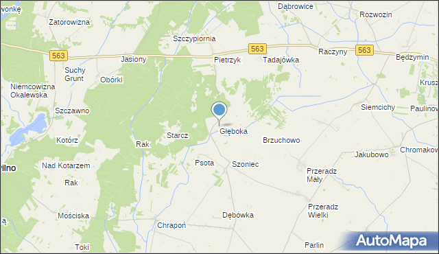 mapa Głęboka, Głęboka gmina Lutocin na mapie Targeo