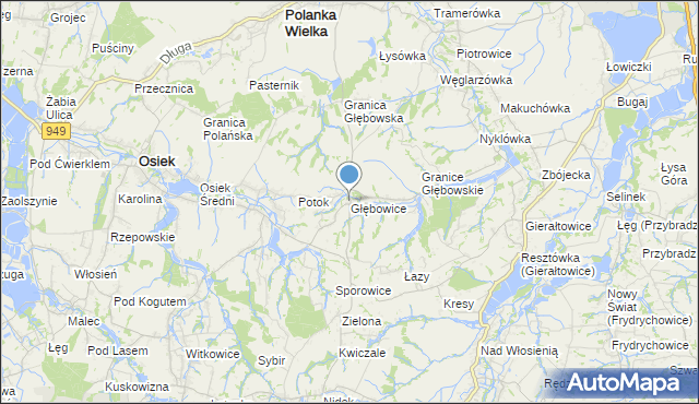 mapa Głębowice, Głębowice gmina Osiek na mapie Targeo
