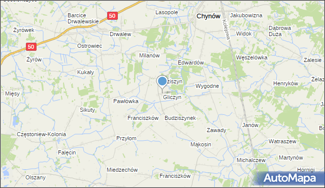 mapa Gliczyn, Gliczyn na mapie Targeo