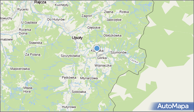 mapa Glinka, Glinka gmina Ujsoły na mapie Targeo