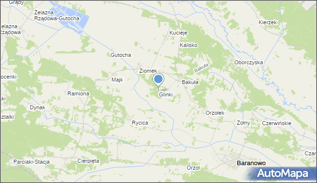 mapa Glinki, Glinki gmina Baranowo na mapie Targeo