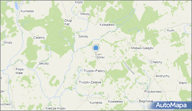 mapa Glinki, Glinki gmina Kolno na mapie Targeo