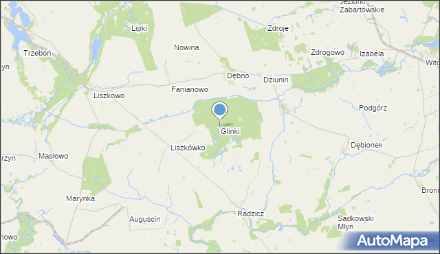 mapa Glinki, Glinki gmina Sadki na mapie Targeo
