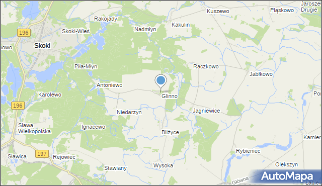 mapa Glinno, Glinno gmina Skoki na mapie Targeo