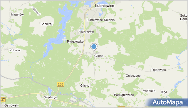 mapa Glisno, Glisno gmina Lubniewice na mapie Targeo