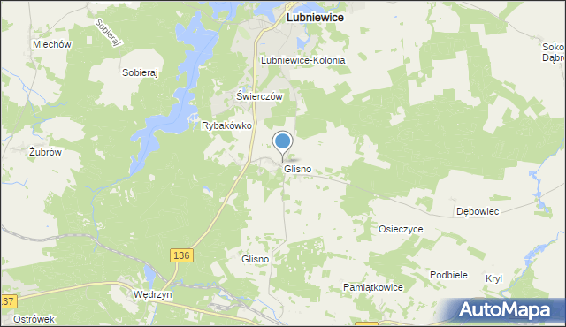 mapa Glisno, Glisno gmina Lubniewice na mapie Targeo