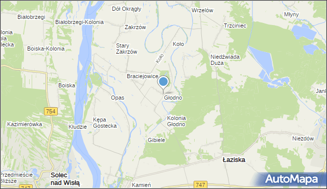 mapa Głodno, Głodno gmina Łaziska na mapie Targeo