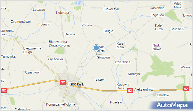 mapa Głogowa, Głogowa gmina Kłodawa na mapie Targeo