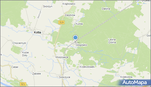 mapa Głogówko, Głogówko gmina Kotla na mapie Targeo