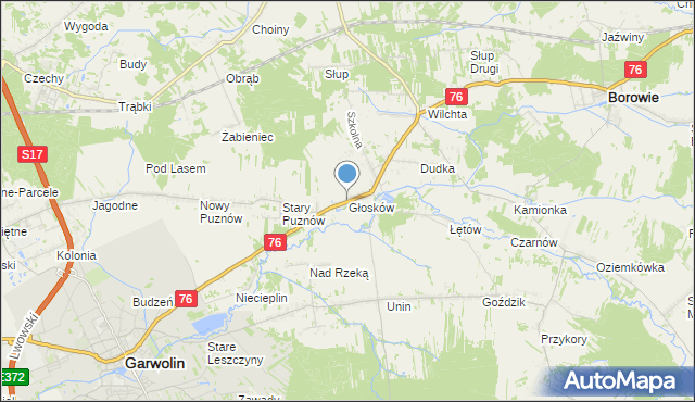 mapa Głosków, Głosków gmina Borowie na mapie Targeo