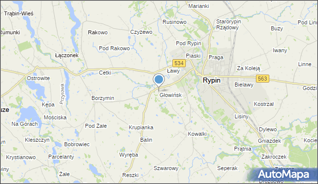 mapa Głowińsk, Głowińsk na mapie Targeo