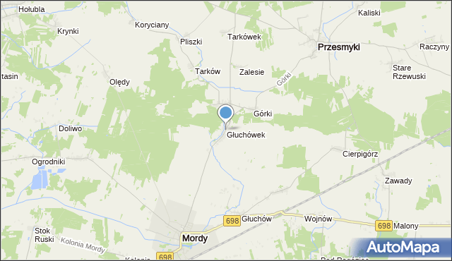 mapa Głuchówek, Głuchówek gmina Przesmyki na mapie Targeo