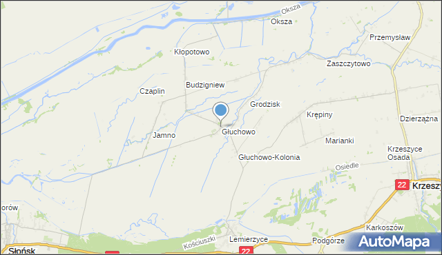 mapa Głuchowo, Głuchowo gmina Słońsk na mapie Targeo