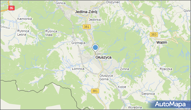 mapa Głuszyca, Głuszyca powiat wałbrzyski na mapie Targeo