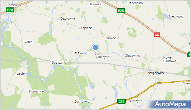 mapa Głuszyno, Głuszyno na mapie Targeo