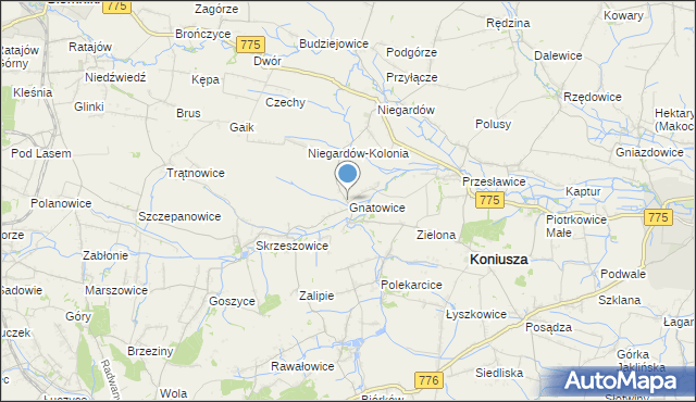 mapa Gnatowice, Gnatowice na mapie Targeo