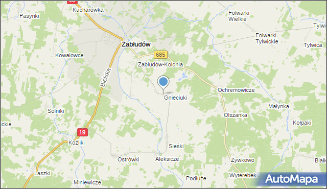 mapa Gnieciuki, Gnieciuki na mapie Targeo