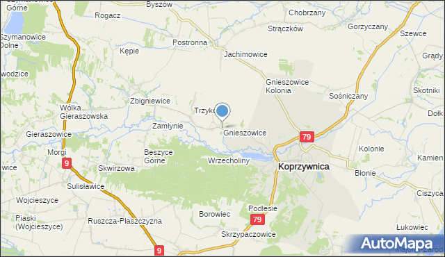 mapa Gnieszowice, Gnieszowice na mapie Targeo