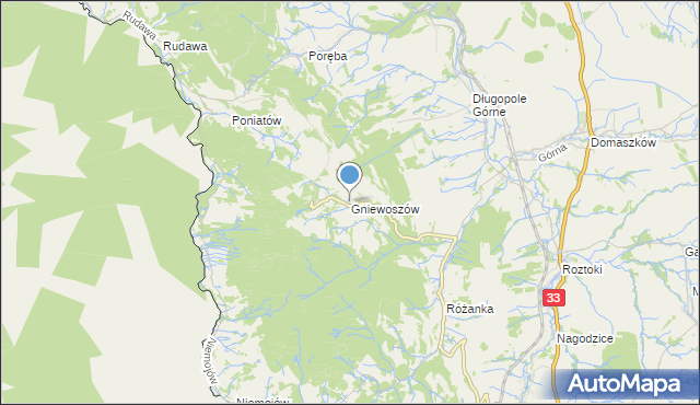 mapa Gniewoszów, Gniewoszów gmina Międzylesie na mapie Targeo