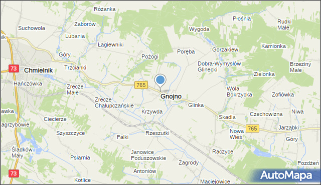 mapa Gnojno, Gnojno powiat buski na mapie Targeo